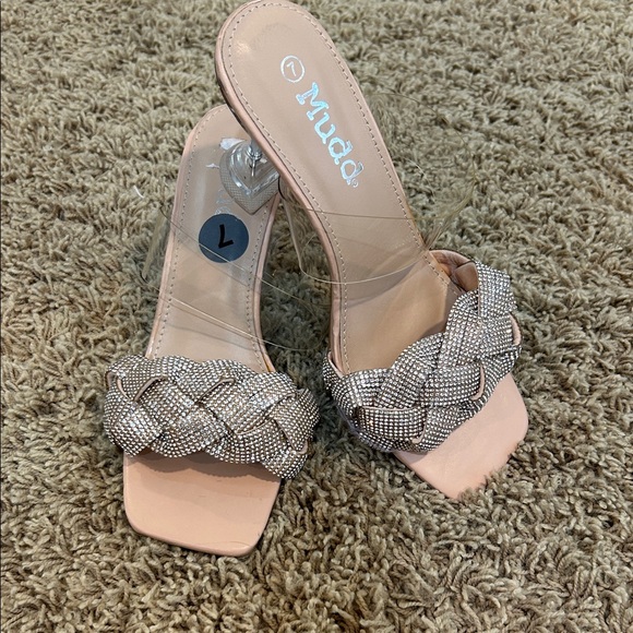 Mudd Silver Braided Heeled Sandals - Picture 1 of 7